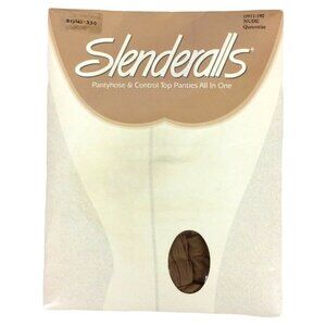 Vtg Hanes Slenderalls Pantyhose Queen Size Nude Beige Control Top Built In Panty